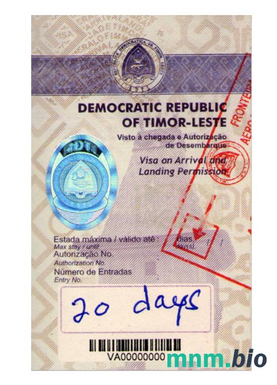 Przykład wizy Timor-Leste W PSD